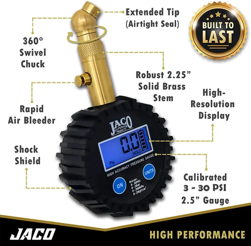 Vista 2 de JACO Elite - Medidor digital para neumáticos de baja presión, 30 PSI