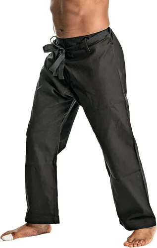 Vista 5 de Ronin - Pantalones de karate pesados, color negro, blanco o camuflaje, 100% algodón, 12 onzas, cintura tradicional con cordón