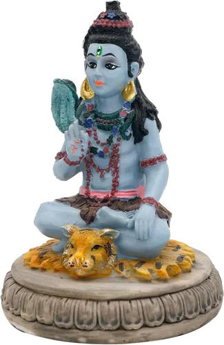 Vista 8 de alikiki Estatua hindú de Dios Señor Shiva – 3.8 pulgadas de alto, ídolo indio Shiva para decoración de tablero de automóvil, artículo de Diwali