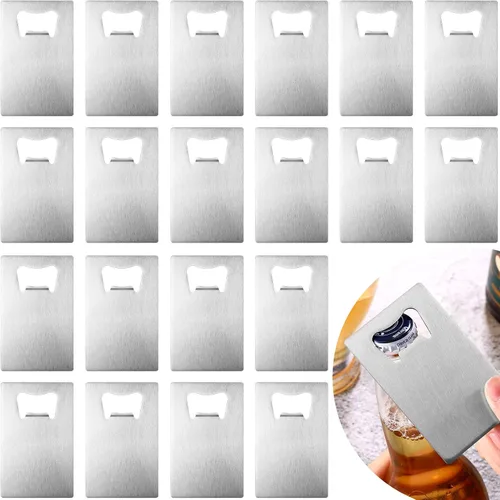 Vista 8 de 40 unidades de abrebotellas de tarjetas de crédito, de acero inoxidable, para póquer, para regalos de Navidad, se puede tallar para bricolaje, boda