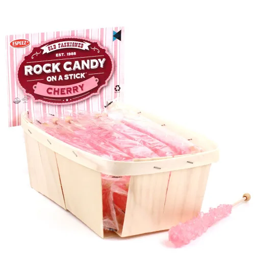 Vista 20 de Palitos de caramelo de roca extragrandes: 12 paletas de cereza rosa – envueltas individualmente – Palitos de caramelo de roca de cristal