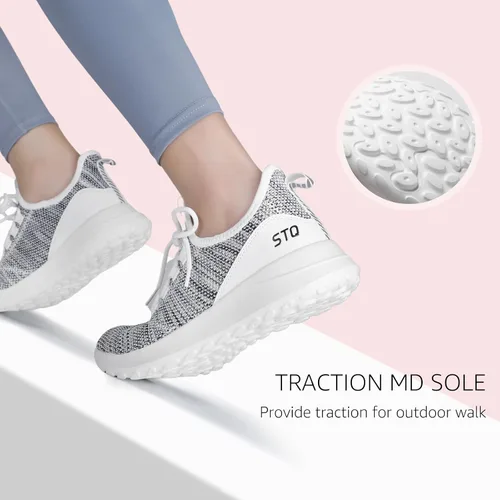 Vista 5 de STQ - Zapatillas deportivas sin cordones para mujer, ortopédicas, transpirables, para tenis, caminar, gimnasio, entrenamiento cruzado