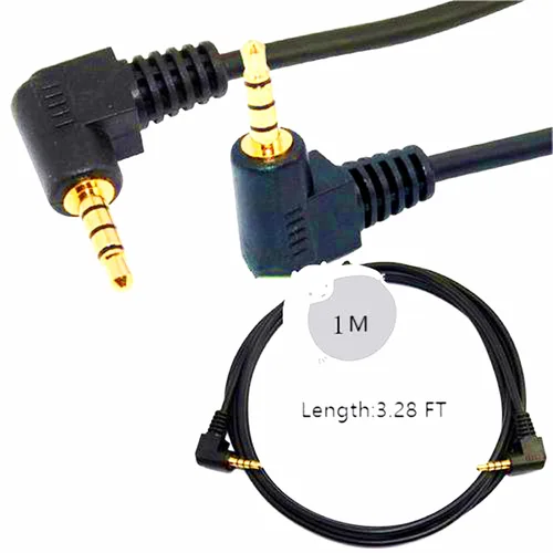 Vista 5 de Cable de audio de 0.138 in de ángulo dual de 90 grados estéreo de 0.138 in Cable de auriculares de 4 polos TRRS macho a macho cable auxiliar de 3.28