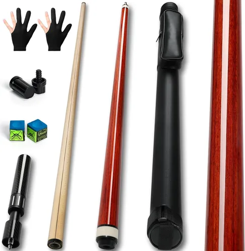 Vista 9 de lotmusic Advanced Pool Stick with Telescopic Cue Extension, Original Dyeing Brown Cue Sticks for Billiard Enthusiasts, 58'' Pool Cue Set with