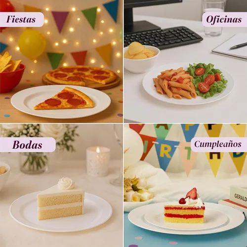 Vista 7 de Aya’s 60 Pack de Platos de Plástico para Fiesta - Juego de Platos Desechables Resistente con 30 Platos de Cena y 30 Platos de Ensalada - Platos