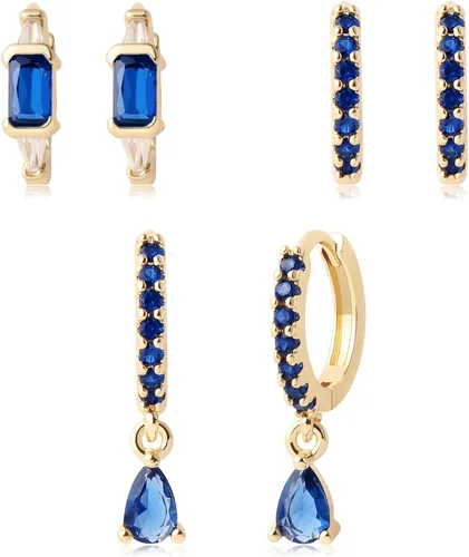 Vista 6 de Juego de aretes de aro chapados en oro real de 14 quilates, hipoalergénicos, gruesos y gruesos, joyería gruesa para múltiples piercings, regalo