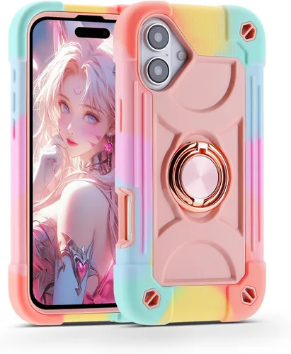 Vista 52 de MARKILL Funda compatible con iPhone Air de 6.5 pulgadas 2025 con soporte de anillo giratorio de 360 grados, protección contra caídas de grado