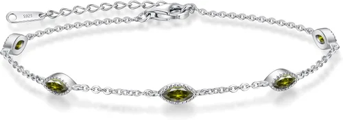 Vista 29 de CDE Pulsera de piedra natal para mujer, plata de ley 925, con eslabones de mal de ojo, gótico, negro, angular, con circonita cúbica, aniversario
