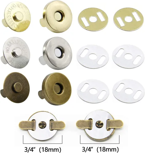 Vista 2 de MYUBWTF Juego de 20 broches magnéticos con cierre de botón, cierre magnético de 3/4 pulgadas, kit de repuesto de botón magnético para costura Latón