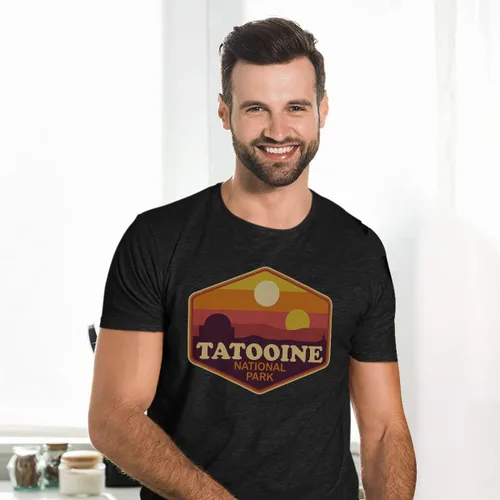 Vista 3 de BustedTees Tatooine National Park - Camiseta retro vintage para hombres y mujeres, camisas unisex de calidad para hombre