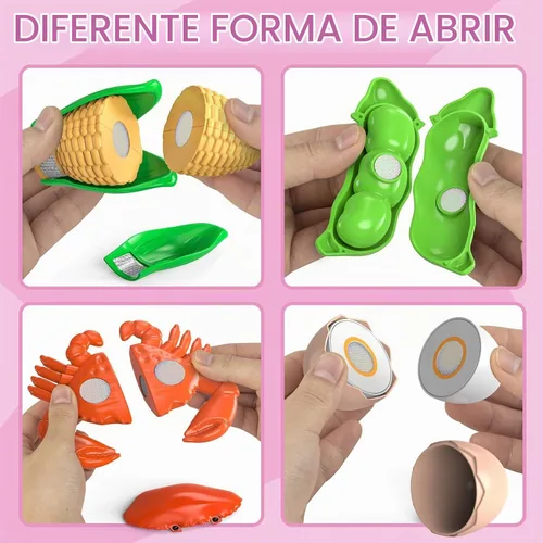 Vista 4 de Juego de comida de corte de 94 piezas para cocina infantil, juego