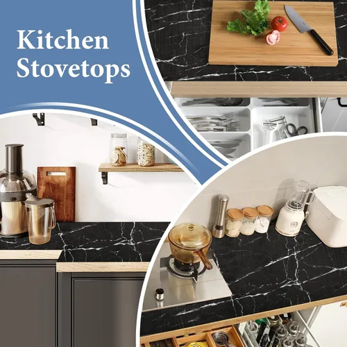 Vista 6 de Lámina para revestir estantes y cajones de cocina y baño, impermeable, antideslizante, sin adhesivo, fácil de limpiar, incluye cuchillo y cinta