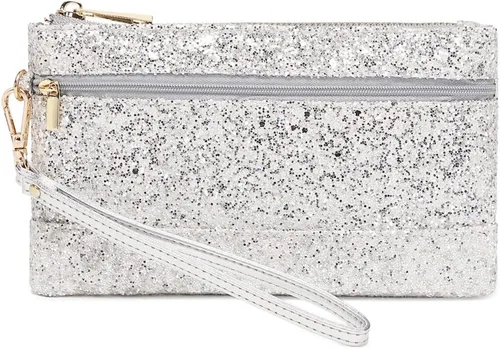 Vista 2 de Bolso de mano de noche brillante de plata para boda Bling Clutch bolso para fiesta