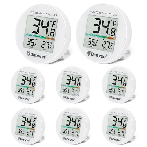 Vista 10 de Geevon Termómetro Digital Pequeño para Refrigerador Paquete de 2, IP65 Impermeable Uso Comercial y Doméstico, Función de Registro Máx/Mín