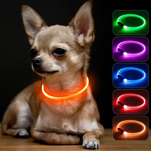 Vista 16 de BSEEN Collar de Perro Iluminado – Collar de Perro LED Visible a 360° Impermeable Recargable – Collar Brillante de TPU Cortable para Mascotas