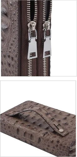 Vista 3 de Shop LC - Cartera de cuero con doble cremallera en relieve 3D Azul