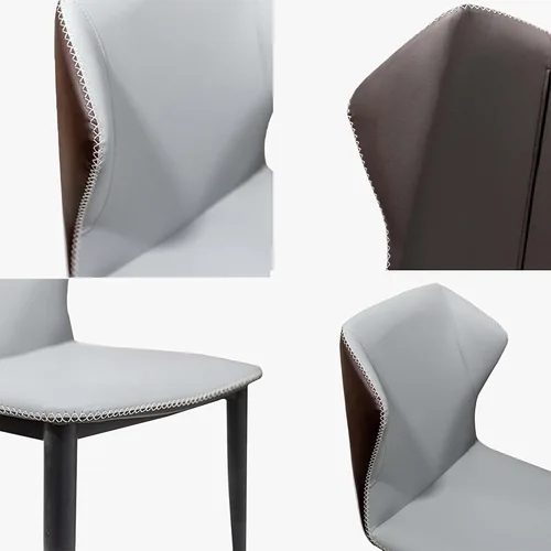 Vista 5 de POVISON Juego de mesa de comedor para 4, mesa redonda de comedor con 4 sillas, mesa superior de piedra sinterizada blanca con base de acero al