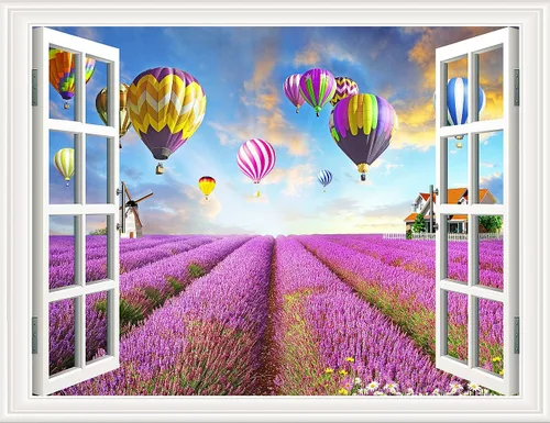Vista 6 de Pintura autoadhesiva 3D, calcomanías de pared falsas para ventana, isla tropical con palmeras, mural de pared, vista de ventana, decoración de pared
