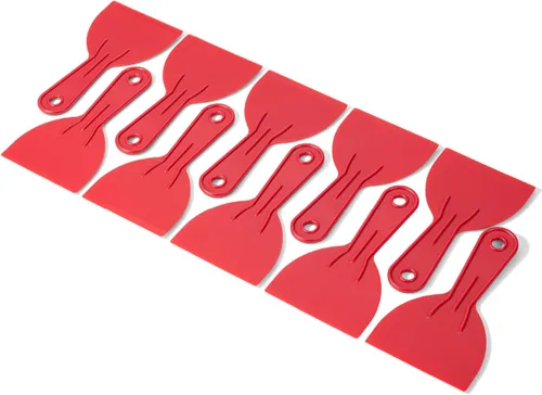 Vista 17 de Bates - Juego de 6 cuchillos de masilla de plástico, raspador de pintura, herramienta de spackle y esparcidor para reparación de raspado de Rojo