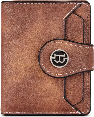 Vista 26 de BOSTANTEN Cartera de piel para mujer, con bloqueo RFID, pequeña, plegable, con bolsillo con cremallera, tarjetero, con ventana de identificación