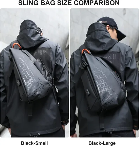 Vista 2 de Bolso bandolera antirrobo para hombres y mujeres, mochila pequeña con un hombro, bolsa de pecho y mochila resistente al agua, Mochilas Sling