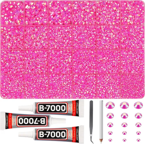 Vista 39 de 11000Pcs Silver Clear Rhinestones Bedazzling Kit, Bedazzled Gems Flatback