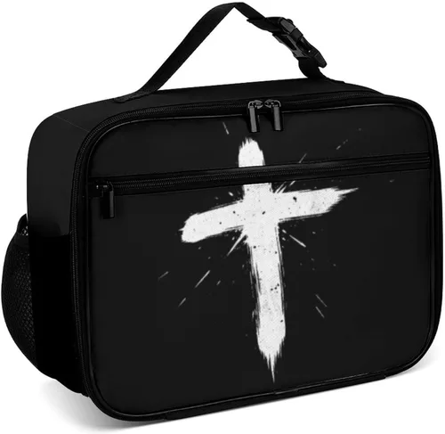 Vista 25 de Lonchera reutilizable con diseño a cuadros y negro y blanco con aislamiento, bolsa de almuerzo para comida y comida, bolsa de mano para mujeres