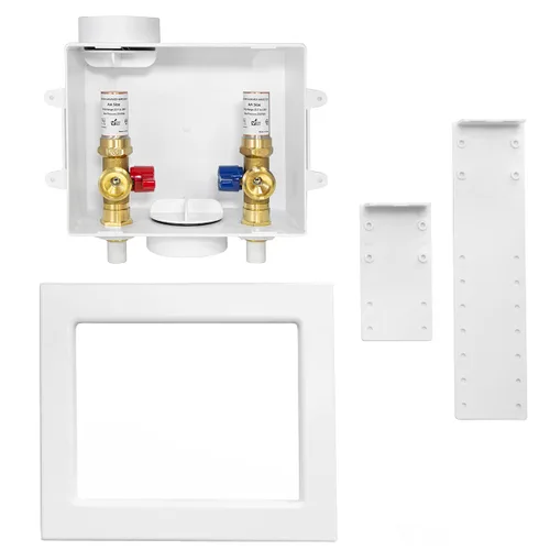Vista 8 de EFIELD Caja de salida para lavadora con drenaje central, 1/2 pulgada CPVC x 3/4 pulgadas MHT (conexión CPVC de 1/2 pulgada), blanco, con pararrayos