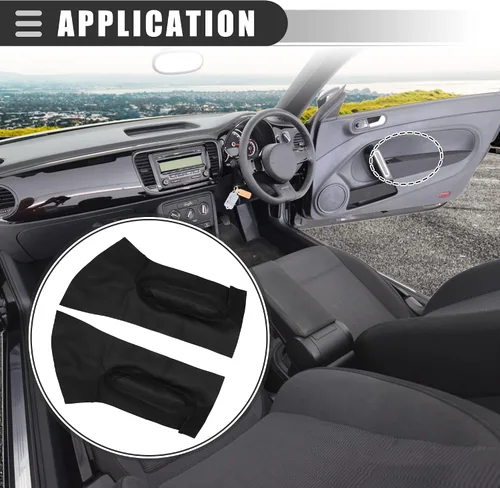 Vista 2 de Motoforti Paneles de puerta delantera de coche, cubierta de reposabrazos para VW Beetle 1998-2010, cuero sintético, negro, 1 par Synthetic