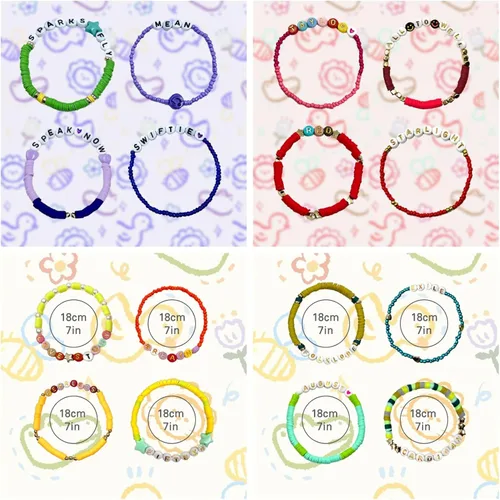 Vista 2 de Gpurplebud Pulseras y calcomanías de amistad, pulseras de cuentas o pulseras de arcilla polimérica, traje inspirado en álbum, regalos para fanáticos