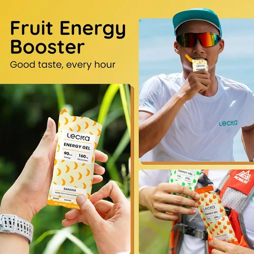 Vista 8 de Lecka Gel energético, 12 geles para ejercicio de resistencia, fabricado con frutas reales y semillas de albahaca, proporciona energía natural
