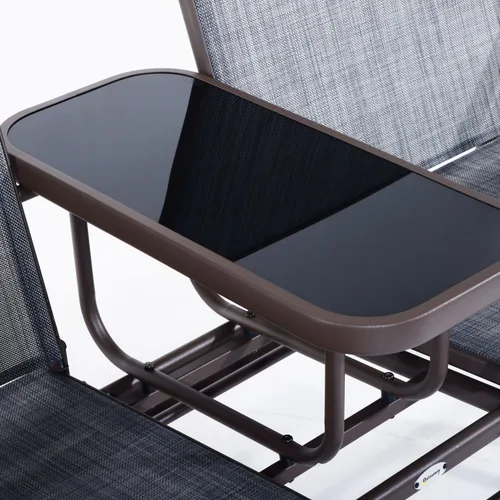 Vista 4 de Nishore Silla de doble planeador para patio de tela de malla al aire libre para 2 personas con mesa central