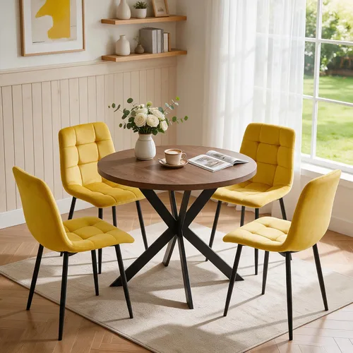 Vista 24 de Homedot Juego de mesa de comedor para 2, mesa de cocina de 3 piezas, juego de sillas de comedor redondas y negras para espacios pequeños, juego