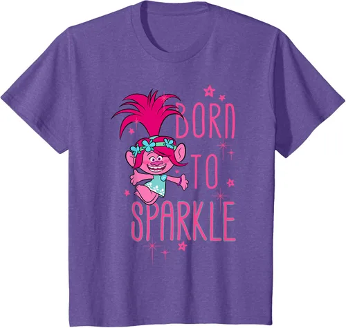 Vista 61 de DreamWorks Trolls Camiseta Born to Sparkle Negro