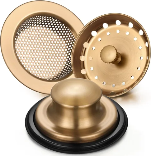 Vista 11 de Mudder 3 piezas de colador y tapón de drenaje para fregadero de cocina, tapón de eliminación de basura de acero inoxidable con asa, filtro universal