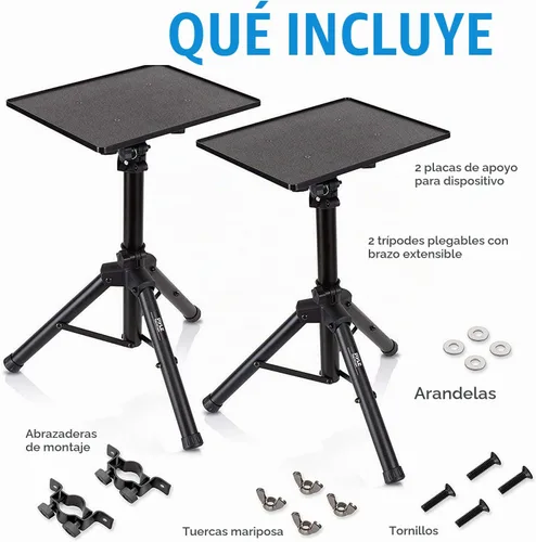 Vista 7 de Pyle Pyle PLPTS4X2 - Soporte de trípode para proyector de laptop, 2 piezas, para computadora, libro, equipo de DJ, altura ajustable de hasta 52