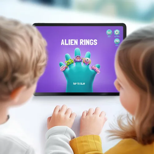 Vista 3 de HEY CLAY Bijou - Arcilla para la creación de accesorios - Arcilla seca al aire con herramientas y divertida aplicación interactiva (Alien Rings)