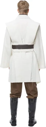 Vista 2 de Disfraz de túnica para hombre, túnica con capucha para cosplay, conjunto completo de disfraz de Halloween Blanco