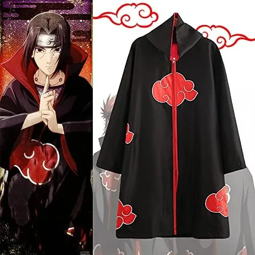 Vista 7 de Disfraz de Halloween para cosplay 3 piezas unisex bata larga de Akatsuki con diadema
