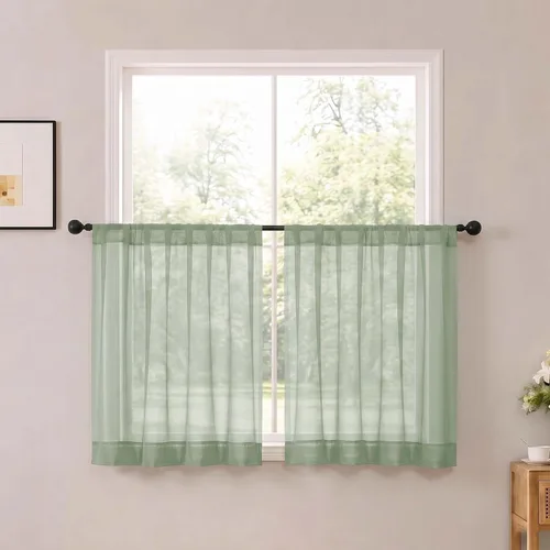 Vista 32 de OWENIE White Sheer Curtains 96 Inches Long 2 Panels for Living Room 52 Wide
