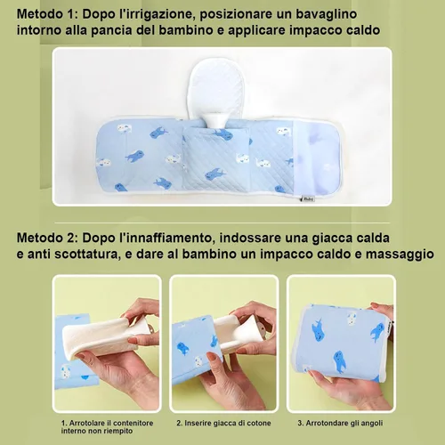 Vista 4 de Bolsa de agua caliente para bebé, portátil, con bonito cinturón para la cintura, bolsa de agua caliente con cubierta suave, bolsa de compresa