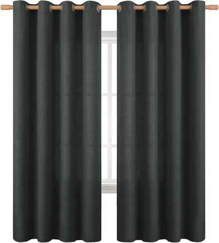 Vista 11 de BGment Cortinas de Lino Beige de 63 Pulgadas de Largo 2 Paneles - Tratamientos para Ventanas con Textura de Arpillera Filtrantes de Luz Cortinas
