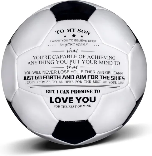 Vista 10 de Balón de fútbol tradicional tamaño 5, regalos para hija, hijo, nieto, regalos de fútbol inspiradores personalizados y atractivos