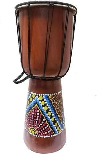 Vista 22 de Djembe decorativo de novedad de 6" de alto x 4" de ancho en la parte superior (Abstracto, 15.2 cm)