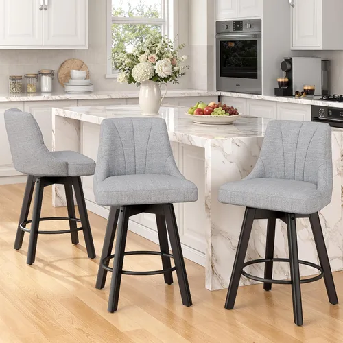 Vista 42 de REONEY Counter Height Swivel Bar Stools, 24" Modern Upholstered Barstools