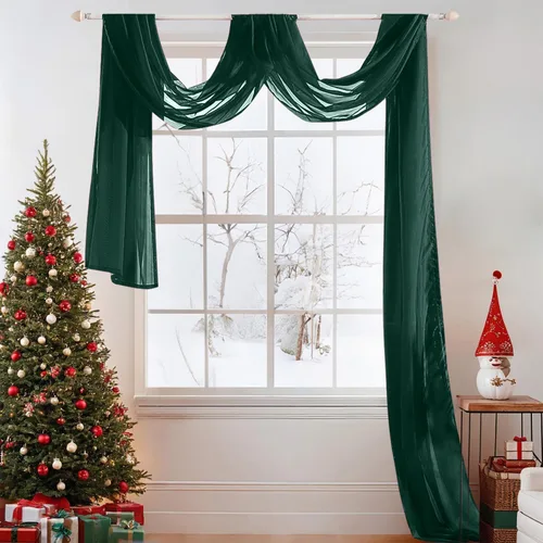 Vista 15 de MIULEE Cenefa Beige para Ventana para Fiesta - Cortina Transparente Cenefa Superior Tratamiento de Ventana Cortinas Decorativas para Arco de Boda