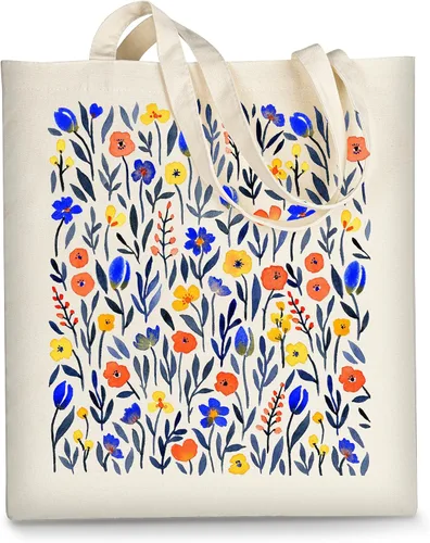 Vista 17 de AUSVKAI Bolsa Tote de Lona para Mujer, Estética Bonita Comestibles Comestibles Reutilizable de Algodón Bolsa de Regalo para Compras Playa Regalos