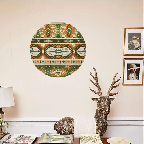 Vista 4 de Platos decorativos, adorno con estampado tribal, diseño de rayas estilo de cultura maya azteca, 6 pulgadas, 1 plato con 1 soporte de exhibición