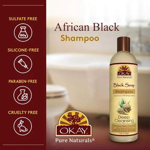 Vista 2 de OKAY Champú Jabón Negro Para Todo Tipo De Cabello Y Texturas