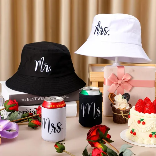 Vista 4 de Regalos de boda, incluyendo sombreros de cubo y fundas para latas, bonita combinación para regalo, diseño exquisito, calidad confiable